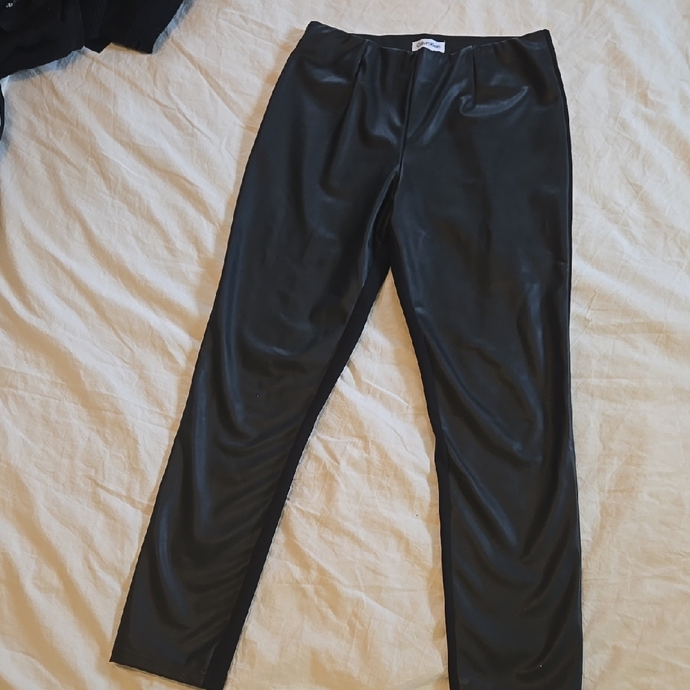 Calvin Klein Black Faux Leather Leggings